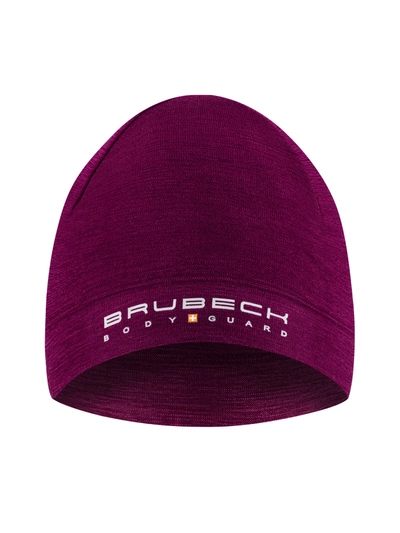 Czapka merino Brubeck dwuwarstwowa EXTREME WOOL śliwkowy 